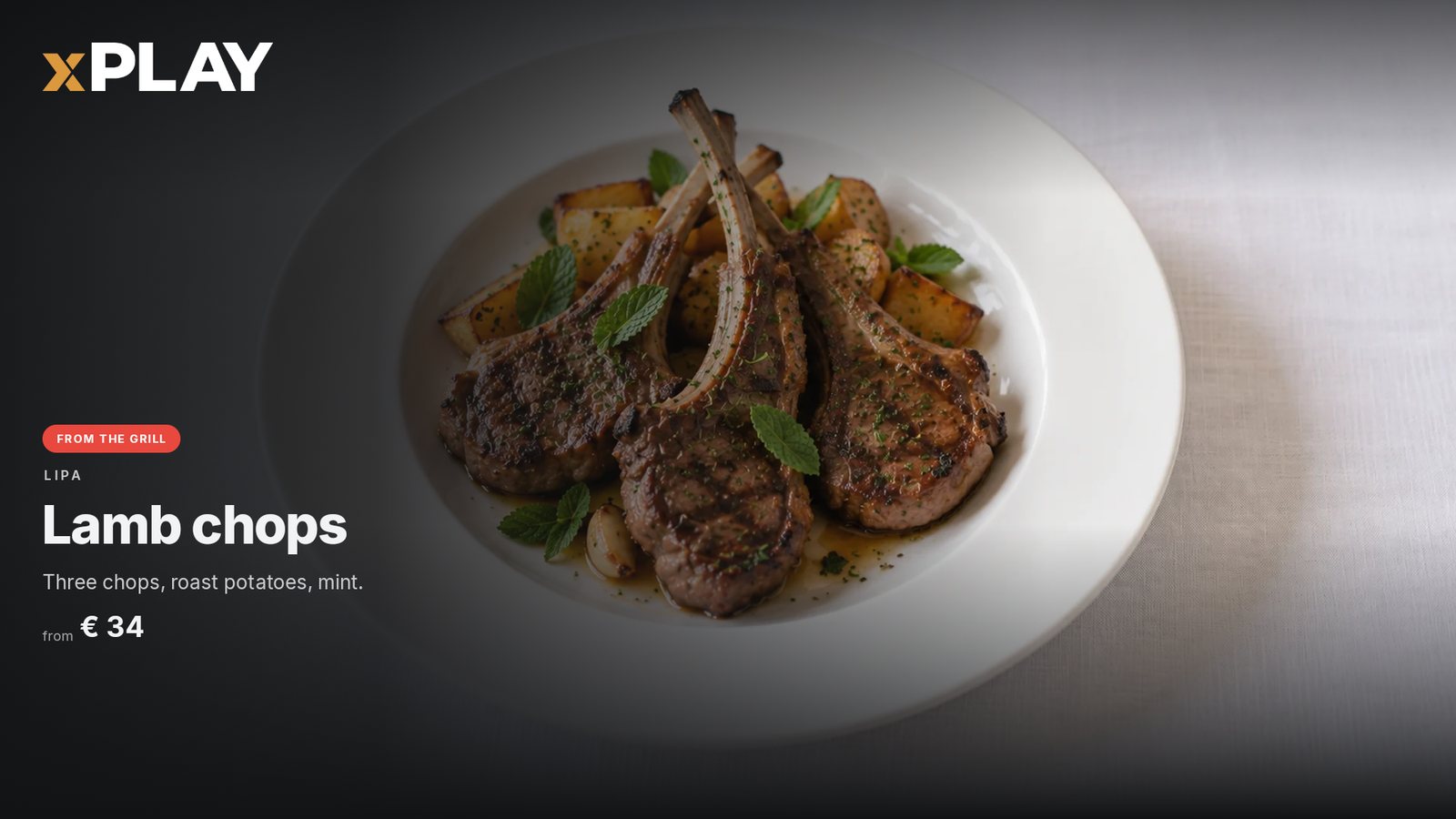 The TV's idle screen: Lipa's lamb chops, from the grill, from EUR 34