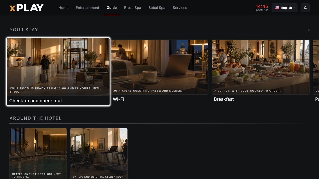 The room TV on the hotel guide
